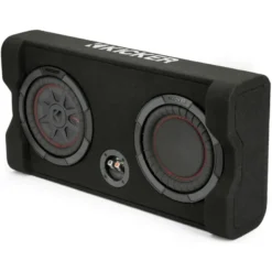 Kicker CompRT TRTP82, slimmad nedåtriktad 8 tums baslåda med passiv radiator, 2 ohm
