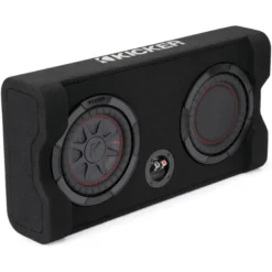 Kicker CompRT TRTP82, slimmad nedåtriktad 8 tums baslåda med passiv radiator, 2 ohm