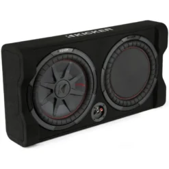 Kicker CompRT TRTP122, slimmad nedåtriktad 12 tums baslåda med passiv radiator, 2 ohm