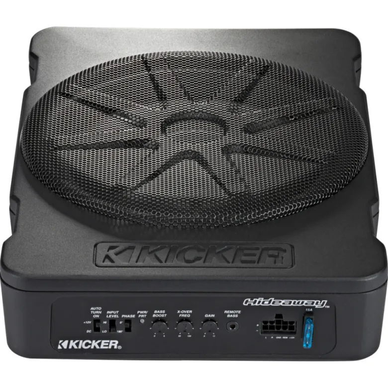 Kicker Hideaway HS10, slimmad sluten 10 tums aktiv baslåda