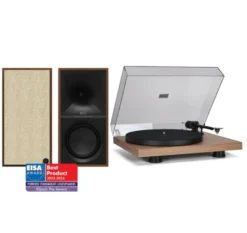 Klipsch The Sevens med Pro-Ject Debut EVO 2, vinylpaket i valnöt
