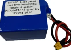 Li-ion batteri 12,6 (11,1) volt 7Ah med BMS, (batteri till E30 lampan)