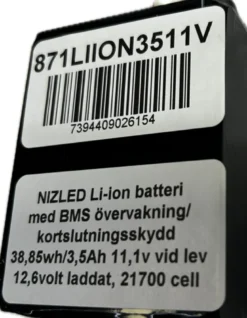 Li-ion batteri 12,6v (11,1) volt 3,5Ah med BMS, (batteri till E30 (E30F) lampan)