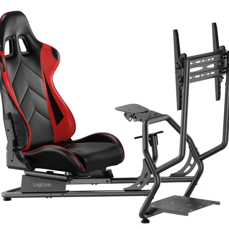 LogiLink Racing Cockpit, racingstol med skärmfäste 32-50"