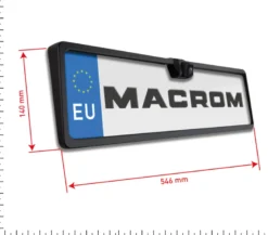 Macrom backkamera med nummerplåtshållare
