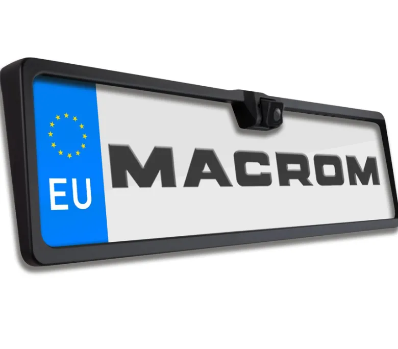 Macrom backkamera med nummerplåtshållare