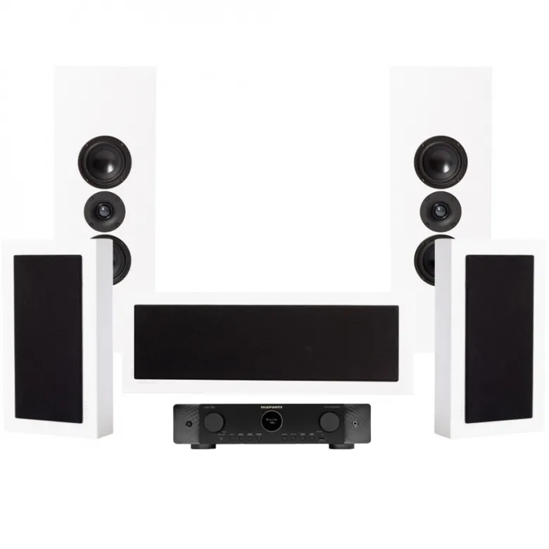Marantz Cinema 70S & DLS Flatbox XL On-Wall 5.0 hemmabiopaket, vit