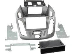 Monteringsram 2-DIN med prylfack Ford Connect silver