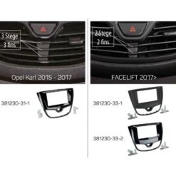 Monteringsram 2-DIN Opel Karl 2017-2019, piano black