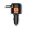 Nedis billaddare med utdragbar USB-C kabel och USB-A/C-utgångar