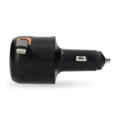 Nedis billaddare med utdragbar USB-C kabel och USB-A/C-utgångar