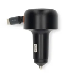 Nedis billaddare med utdragbar USB-C kabel