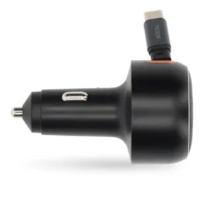 Nedis billaddare med utdragbar USB-C kabel