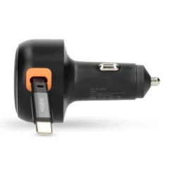 Nedis billaddare med utdragbar USB-C kabel