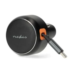 Nedis billaddare med utdragbar USB-C kabel