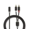 Nedis stereokabel med 2x RCA-hane till 1x 3,5mm hona, 0,2m