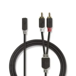 Nedis stereokabel med 2x RCA-hane till 1x 3,5mm hona, 0,2m