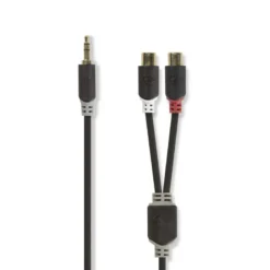 Nedis stereokabel, 1x 3,5mm hane till 2x RCA hona, 0,2m