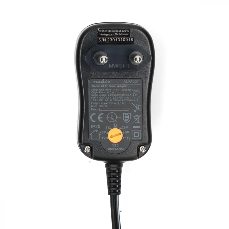 Nedis universal nätadapter, 6 st. kontaktstycken, 3-12V DC / 2.0A