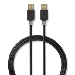 Nedis USB-A hane till USB-A hane, 2m