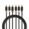 Nedis Videokabel, 3x RCA hane till 3x RCA hane, 2m