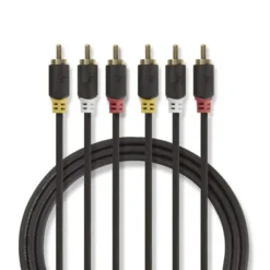Nedis Videokabel, 3x RCA hane till 3x RCA hane, 2m