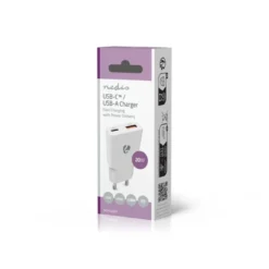 Nedis WCH-A20 GaN-väggladdare 20 Watt, vit
