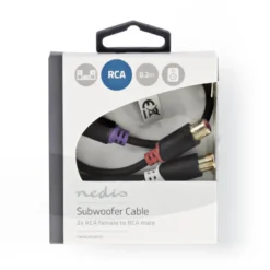 Nedis Y-splitt 2x RCA hona till 1x RCA hane, 0,2m