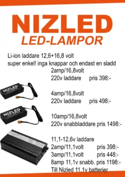 NIZLED LED-hjälmkit elit med 3x40w utan fläkt kallvit gen3, 3XE40 (120w med 10% mer ljus) utan batteri