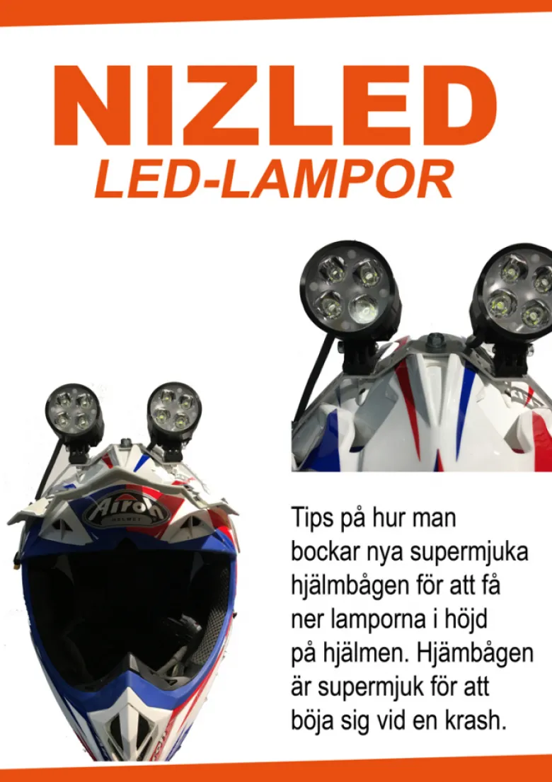 NIZLED LED-hjälmkit elit med 3x40w utan fläkt kallvit gen3, 3XE40 (120w med 10% mer ljus) utan batteri