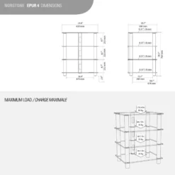 Norstone Epur 4, Hifi-rack med klara glashyllor