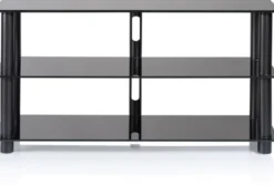 Norstone Epur 3, stilfull mediabänk med svarta hyllplan
