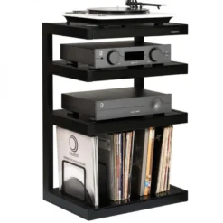 Norstone Esse Hifi Vinyl, mattsvart stereobänk
