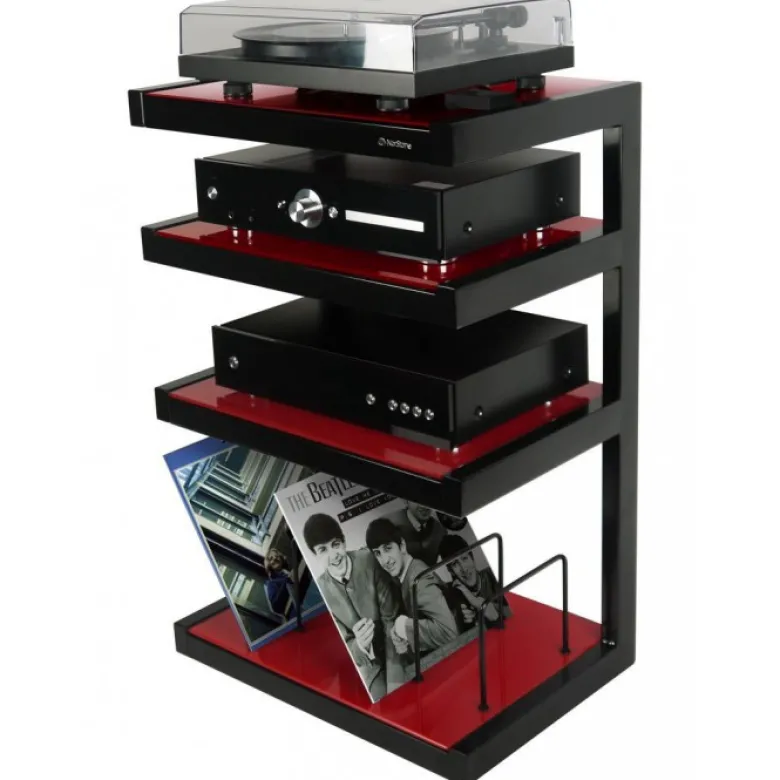 Norstone Esse Hifi Vinyl, röd stereobänk