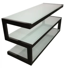 Norstone Esse, mediabänk pianosvart med frostat glas