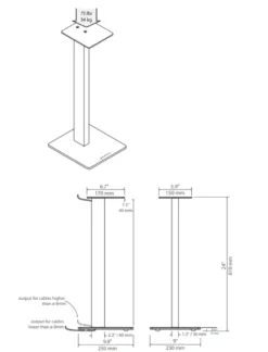 Norstone Esse Stand 61 cm hög, mattsvart högtalarstativ med röd fot