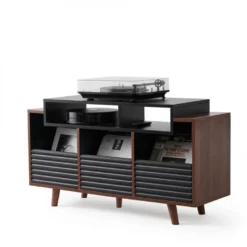 NorStone Oslo Vinyl 1200 mediabänk svart/valnöt