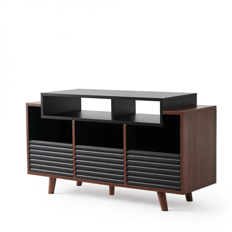NorStone Oslo Vinyl 1200 mediabänk svart/valnöt