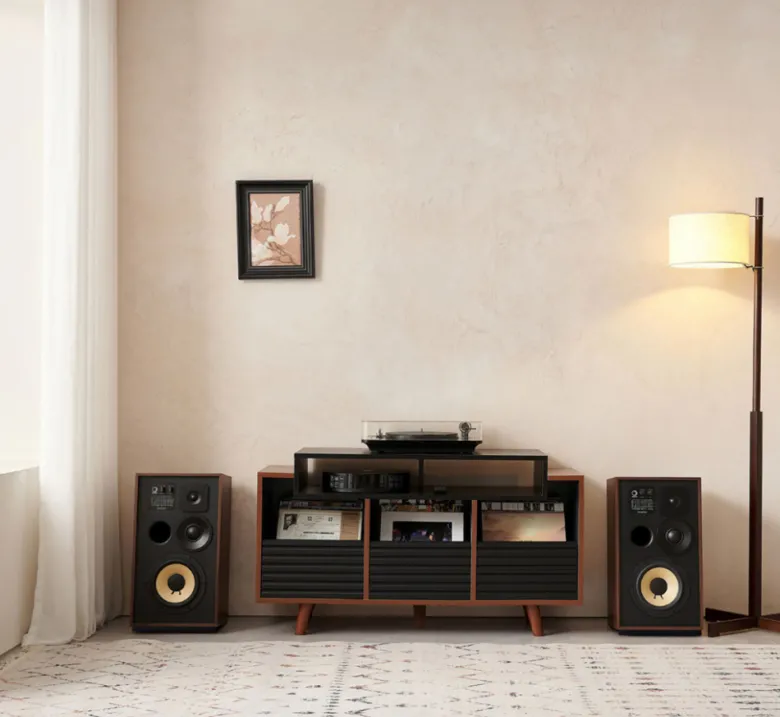 NorStone Oslo Vinyl 1200 mediabänk svart/valnöt