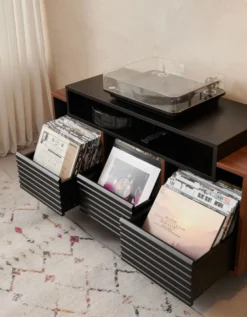NorStone Oslo Vinyl 1200 mediabänk svart/valnöt