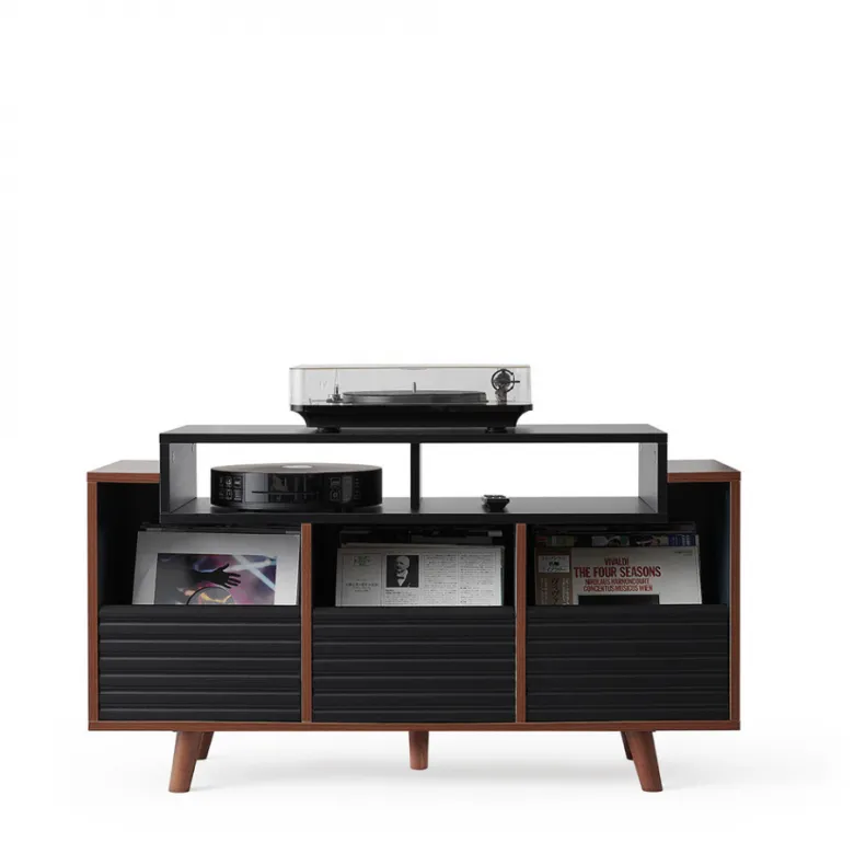 NorStone Oslo Vinyl 1200 mediabänk svart/valnöt
