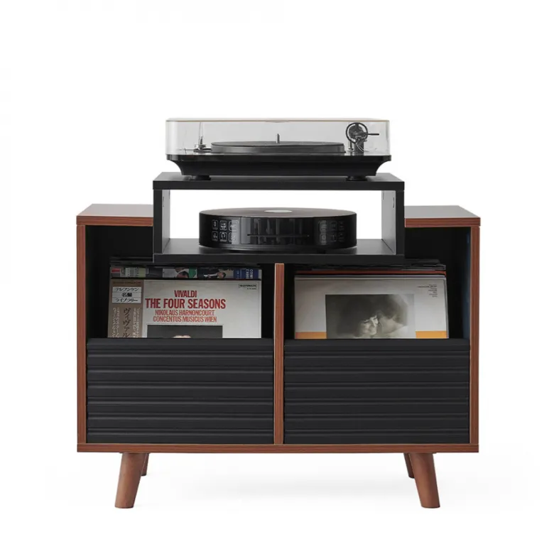 NorStone Oslo Vinyl 800 Mediabänk, svart/valnöt