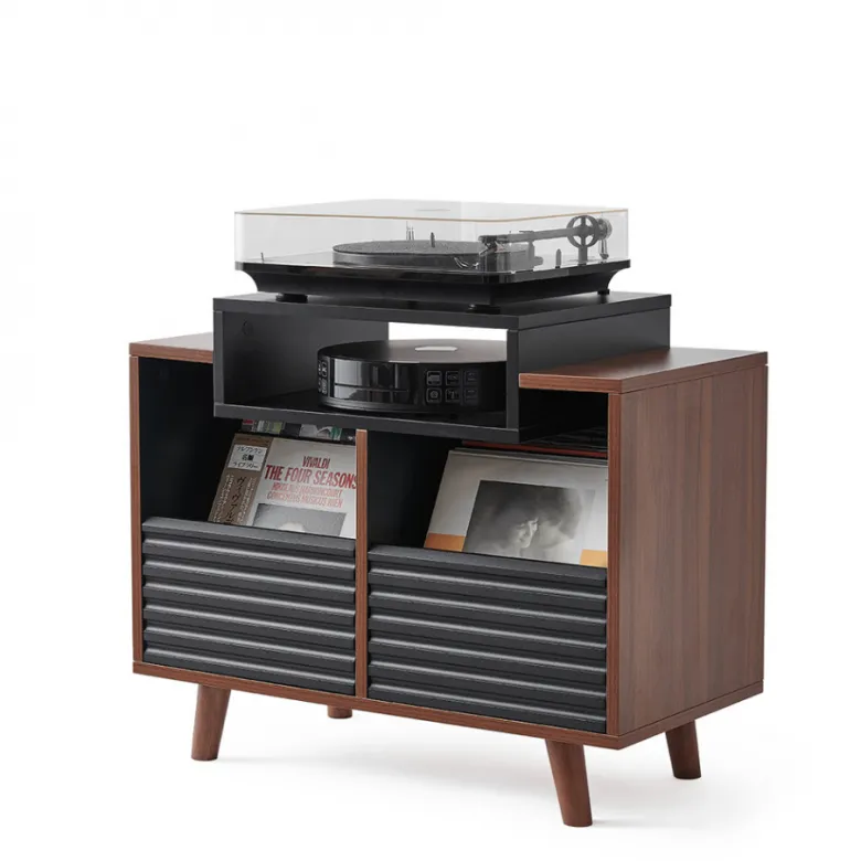 NorStone Oslo Vinyl 800 Mediabänk, svart/valnöt