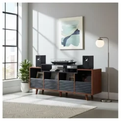 NorStone Oslo Vinyl 1600 mediabänk svart/valnöt