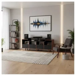 NorStone Oslo Vinyl 1600 mediabänk svart/valnöt