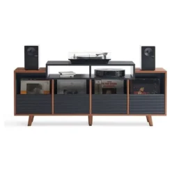 NorStone Oslo Vinyl 1600 mediabänk svart/valnöt