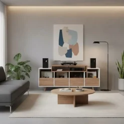 NorStone Oslo Vinyl 1600 mediabänk vit/ek