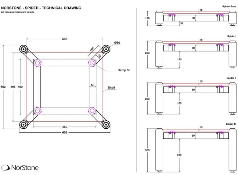 Norstone Spider 2 hyllplan, bamboo