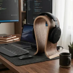 Norstone Wooden Headphone Stand, hörlursställ i valnöt