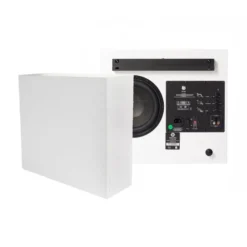 2-pack DLS Flatsub Midi vägghängningsbar aktiv subwoofer, mattvit